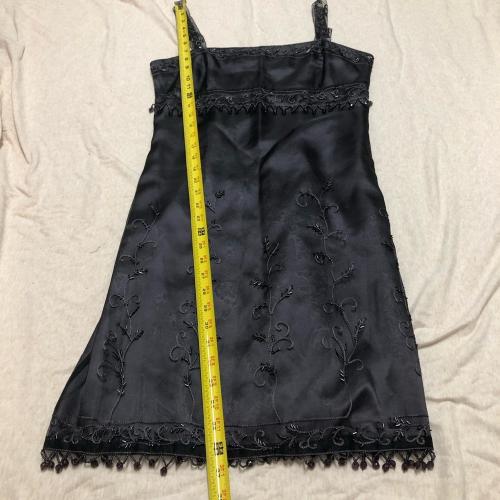 Vintage Y2K Sue Wong Formal Dress Beaded Embroidered Black Empire Waist Fairy - Picture 11 of 11